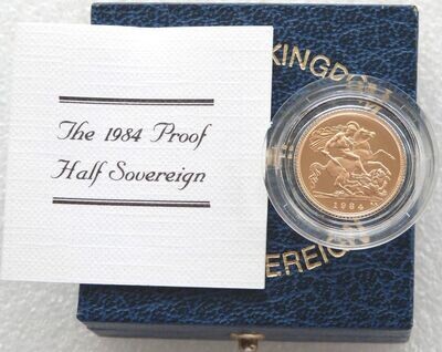1984 St George and the Dragon Half Sovereign Gold Proof Coin Box Coa