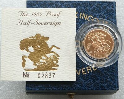1985 St George and the Dragon Half Sovereign Gold Proof Coin Box Coa