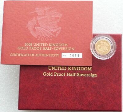 2005 St George and the Dragon Half Sovereign Gold Proof Coin Box Coa - Timothy Noad