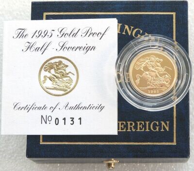 1995 St George and the Dragon Half Sovereign Gold Proof Coin Box Coa