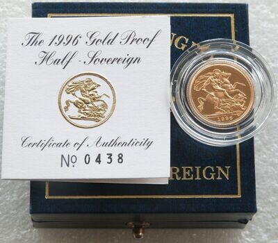 1996 St George and the Dragon Half Sovereign Gold Proof Coin Box Coa