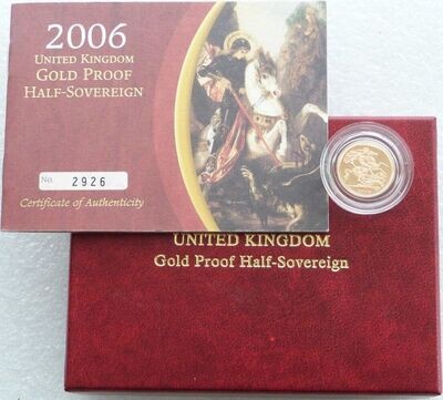 2006 St George and the Dragon Half Sovereign Gold Proof Coin Box Coa