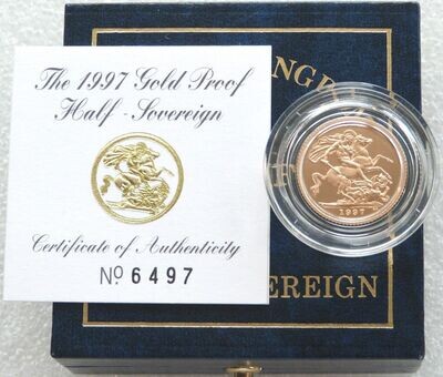 1997 St George and the Dragon Half Sovereign Gold Proof Coin Box Coa