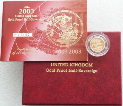 2003 St George and the Dragon Half Sovereign Gold Proof Coin Box Coa
