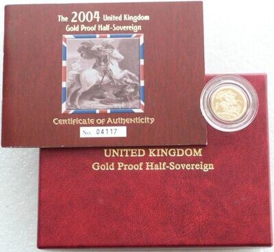 2004 St George and the Dragon Half Sovereign Gold Proof Coin Box Coa