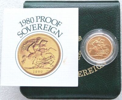 1980 St George and the Dragon Full Sovereign Gold Proof Coin Box Coa