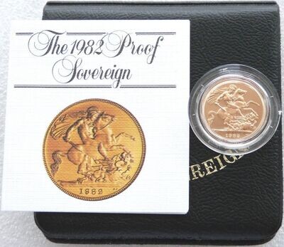 1982 St George and the Dragon Full Sovereign Gold Proof Coin Box Coa