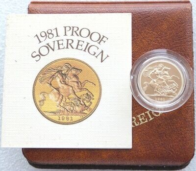 1981 St George and the Dragon Full Sovereign Gold Proof Coin Box Coa