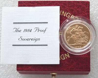 1984 St George and the Dragon Full Sovereign Gold Proof Coin Box Coa