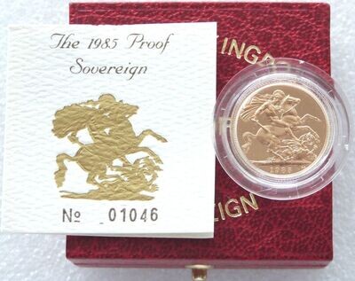 1985 St George and the Dragon Full Sovereign Gold Proof Coin Box Coa