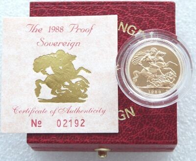 1988 St George and the Dragon Full Sovereign Gold Proof Coin Box Coa
