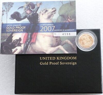 2007 St George and the Dragon Full Sovereign Gold Proof Coin Box Coa