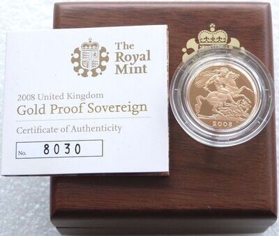2008 St George and the Dragon Full Sovereign Gold Proof Coin Box Coa