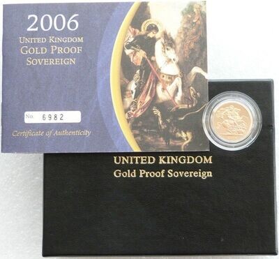 2006 St George and the Dragon Full Sovereign Gold Proof Coin Box Coa