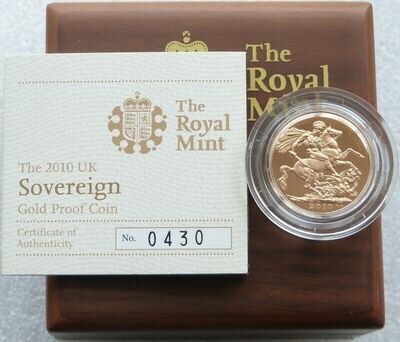 2010 St George and the Dragon Full Sovereign Gold Proof Coin Box Coa
