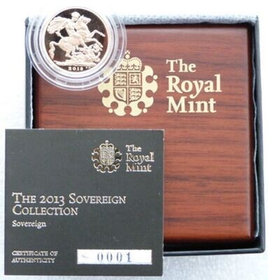 2013 St George and the Dragon Full Sovereign Gold Proof Coin Box Coa Number 0001