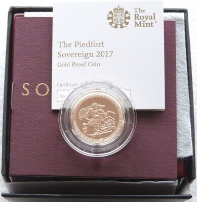 2017 Pistrucci Piedfort Sovereign Gold Proof Coin Box Coa