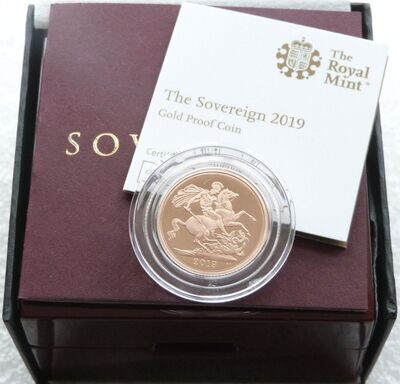 2019 St George and the Dragon Full Sovereign Gold Proof Coin Box Coa