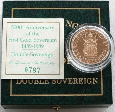 1989 Tudor Rose £2 Double Sovereign Gold Proof Coin Box Coa