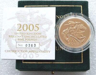 2005 St George and the Dragon £5 Sovereign Gold Coin Box Coa - Timothy Noad