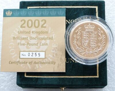 2002 Golden Jubilee £5 Sovereign Gold Coin Box Coa