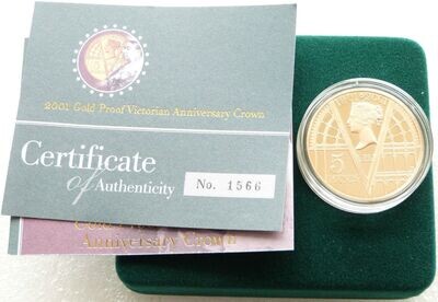 2001 Queen Victoria £5 Gold Proof Coin Box Coa