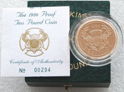 1986 Commonwealth Games Scottish Thistle £2 Gold Proof Coin Box Coa