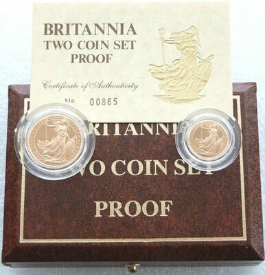 1987 Britannia £25 and £10 Gold Proof 2 Coin Set Box Coa