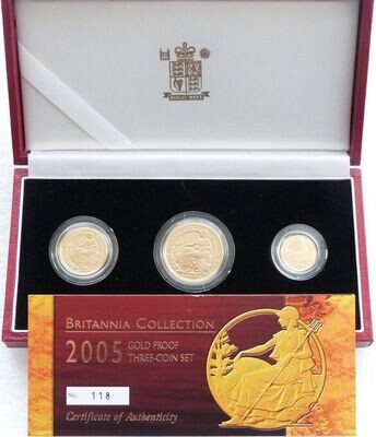 2005 Britannia Gold Proof 3 Coin Set Box Coa