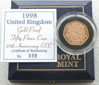 1998 EEC Membership 50p Gold Proof Coin Box Coa