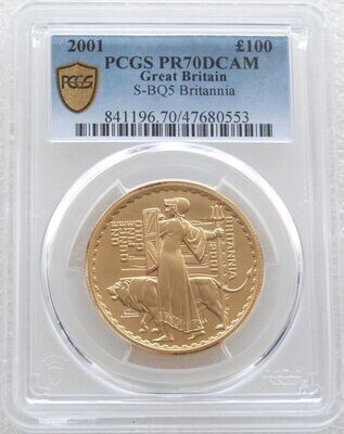 2001 Britannia £100 Gold Proof 1oz Coin PCGS PR70 DCAM - Mintage 1,000
