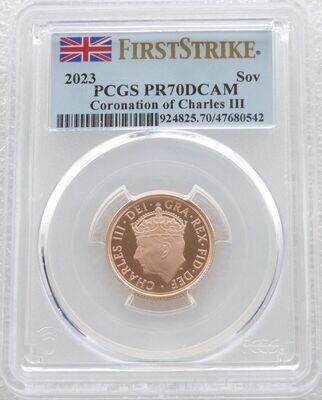 2023 King Charles III Coronation Full Sovereign Gold Proof Coin PCGS PR70 DCAM First Strike
