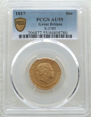 1817 George III Full Sovereign Gold Coin PCGS AU55