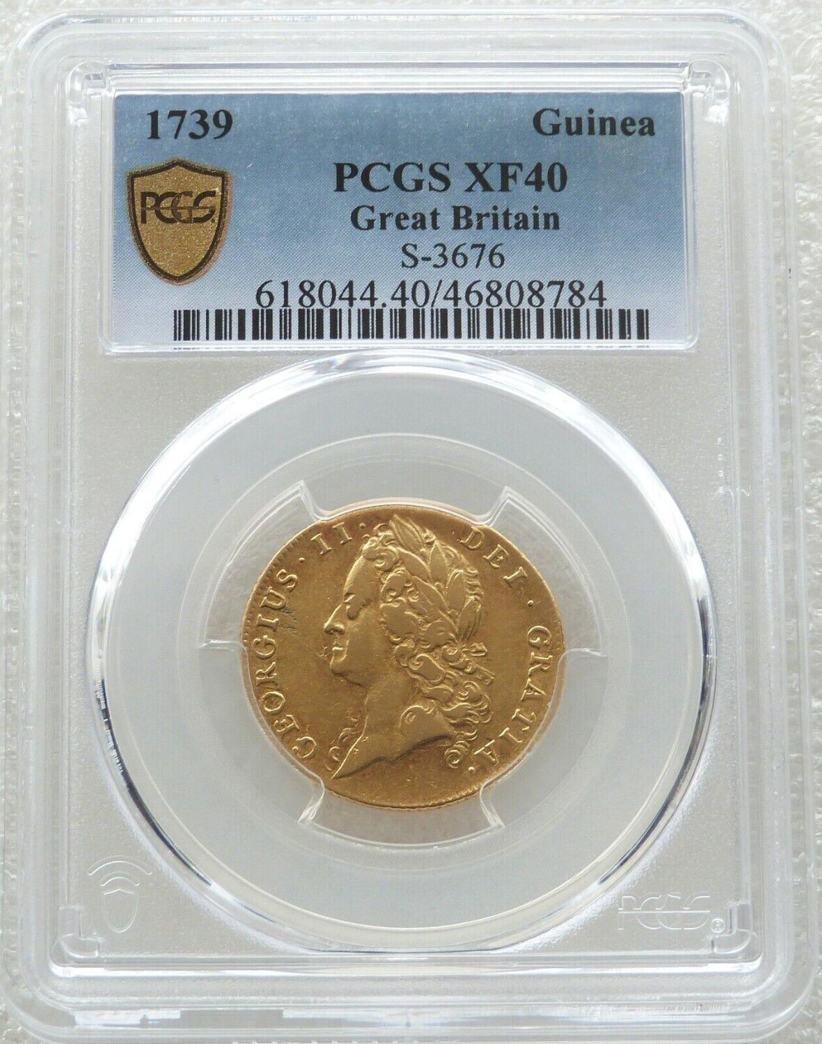 1739 George II Full Guinea Gold Coin PCGS XF40