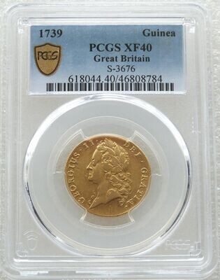 1739 George II Full Guinea Gold Coin PCGS XF40