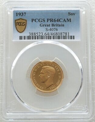 1937 George VI Coronation Full Sovereign Gold Proof Coin PCGS PR64 CAM