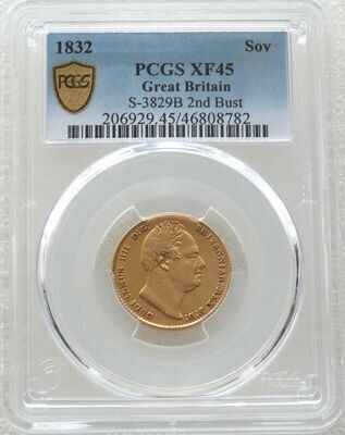 1832 William IV Second Bust Shield Full Sovereign Gold Coin PCGS XF45 1832 William IV Second Bust Shield Full Sovereign Gold Coin PCGS XF45