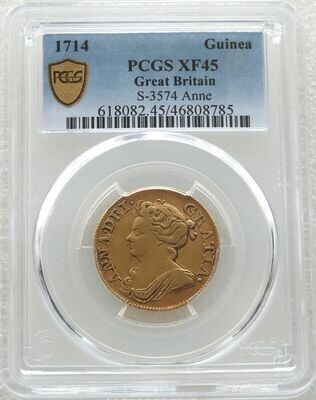 1714 Anne Full Guinea Gold Coin PCGS XF45