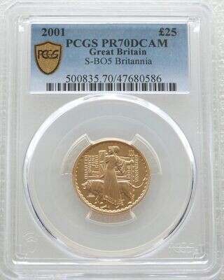 2001 Britannia £25 Gold Proof 1/4oz Coin PCGS PR70 DCAM