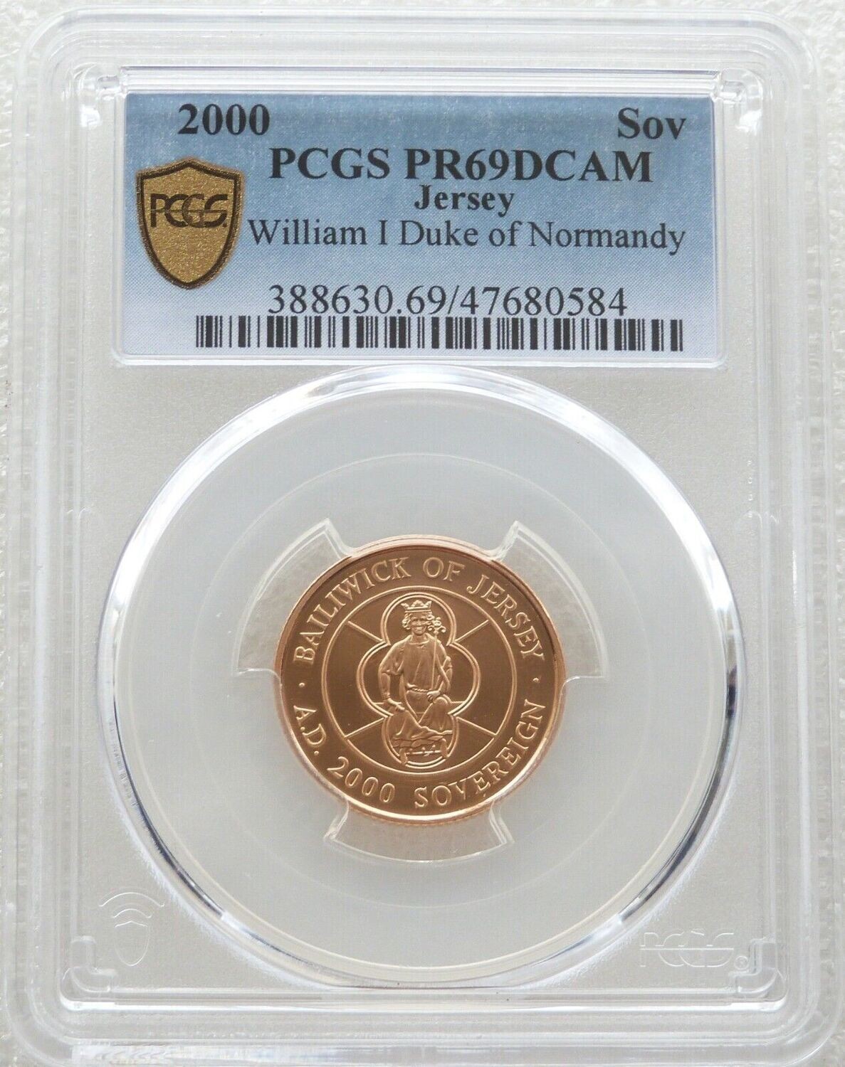 2000 Jersey William the Conqueror Full Sovereign Gold Proof Coin PCGS PR69 DCAM