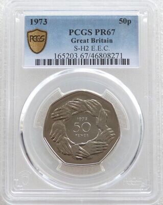 1973 Accession to the EEC Hands 50p Proof Coin PCGS PR67
