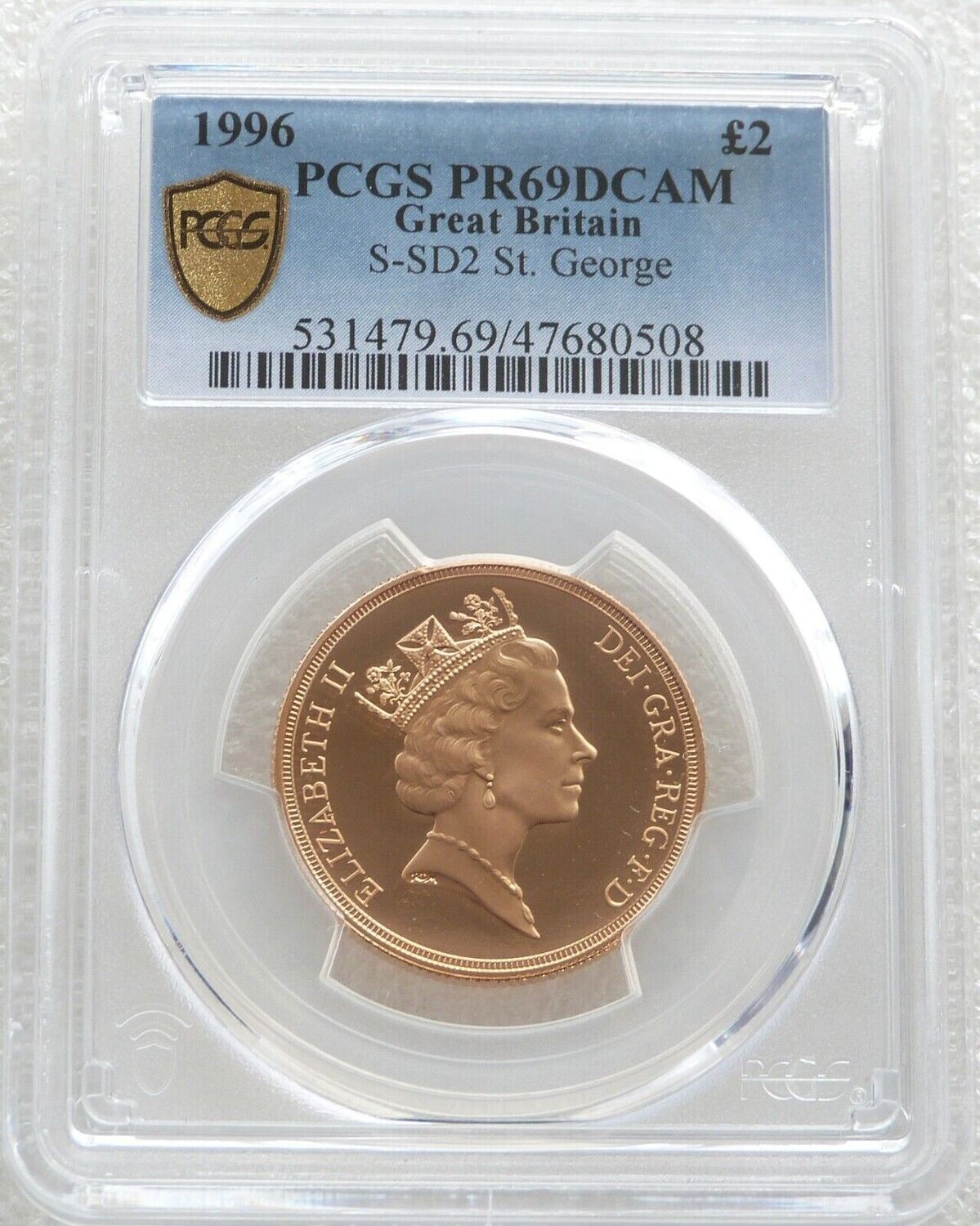 1996 St George and the Dragon £2 Double Sovereign Gold Proof Coin PCGS PR69 DCAM