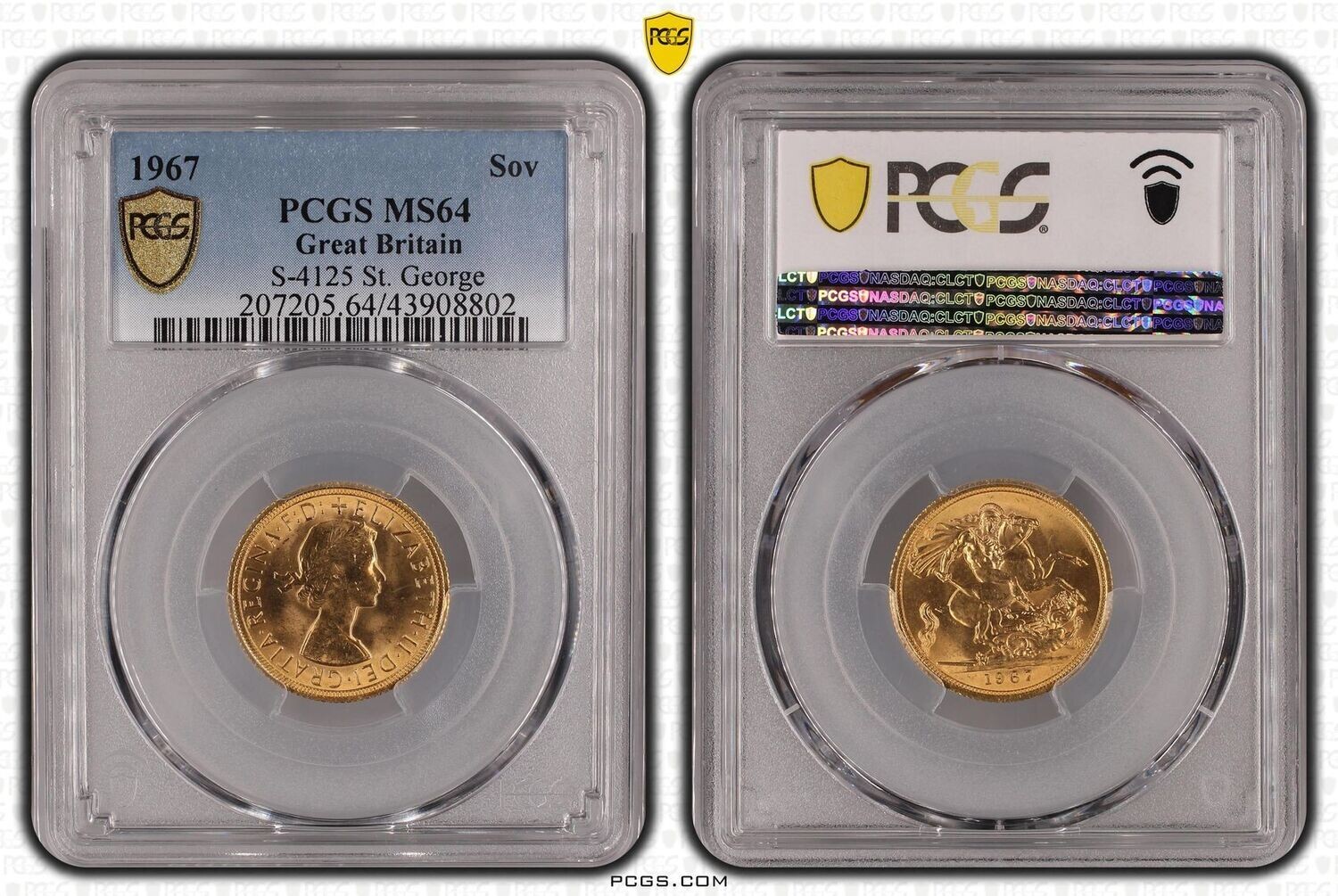 1967 St George and the Dragon Full Sovereign Gold Coin PCGS MS64