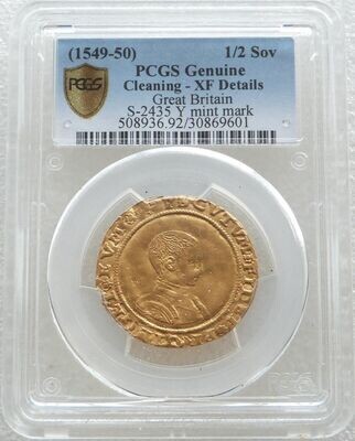 1549-50 Edward VI Half Sovereign Gold Coin PCGS XF Details