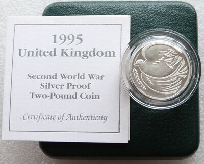 1995 End of Second World War Dove £2 Silver Proof Coin Box Coa