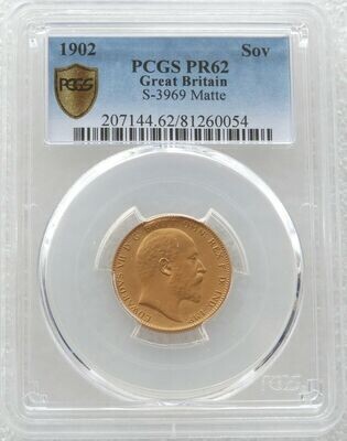 1902 Edward VII Coronation Full Sovereign Gold Matte Proof Coin PCGS PR62