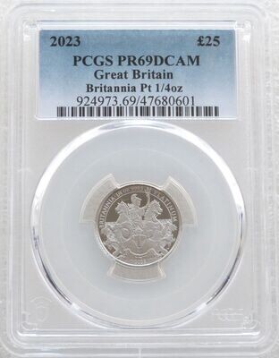 2023 Britannia £25 Platinum Proof 1/4oz Coin PCGS PR69 DCAM