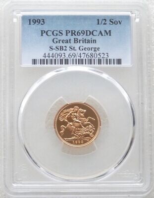 1993 St George and the Dragon Half Sovereign Gold Proof Coin PCGS PR69 DCAM