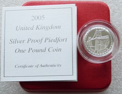 2005 Menai Straits Bridge Piedfort £1 Silver Proof Coin Box Coa
