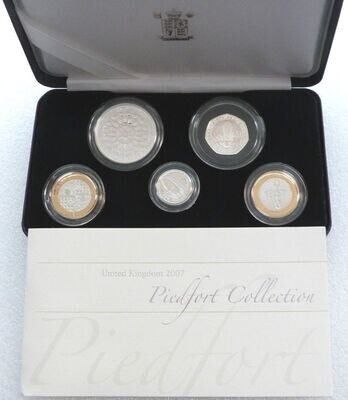 2007 Piedfort Silver Proof 5 Coin Set Box Coa